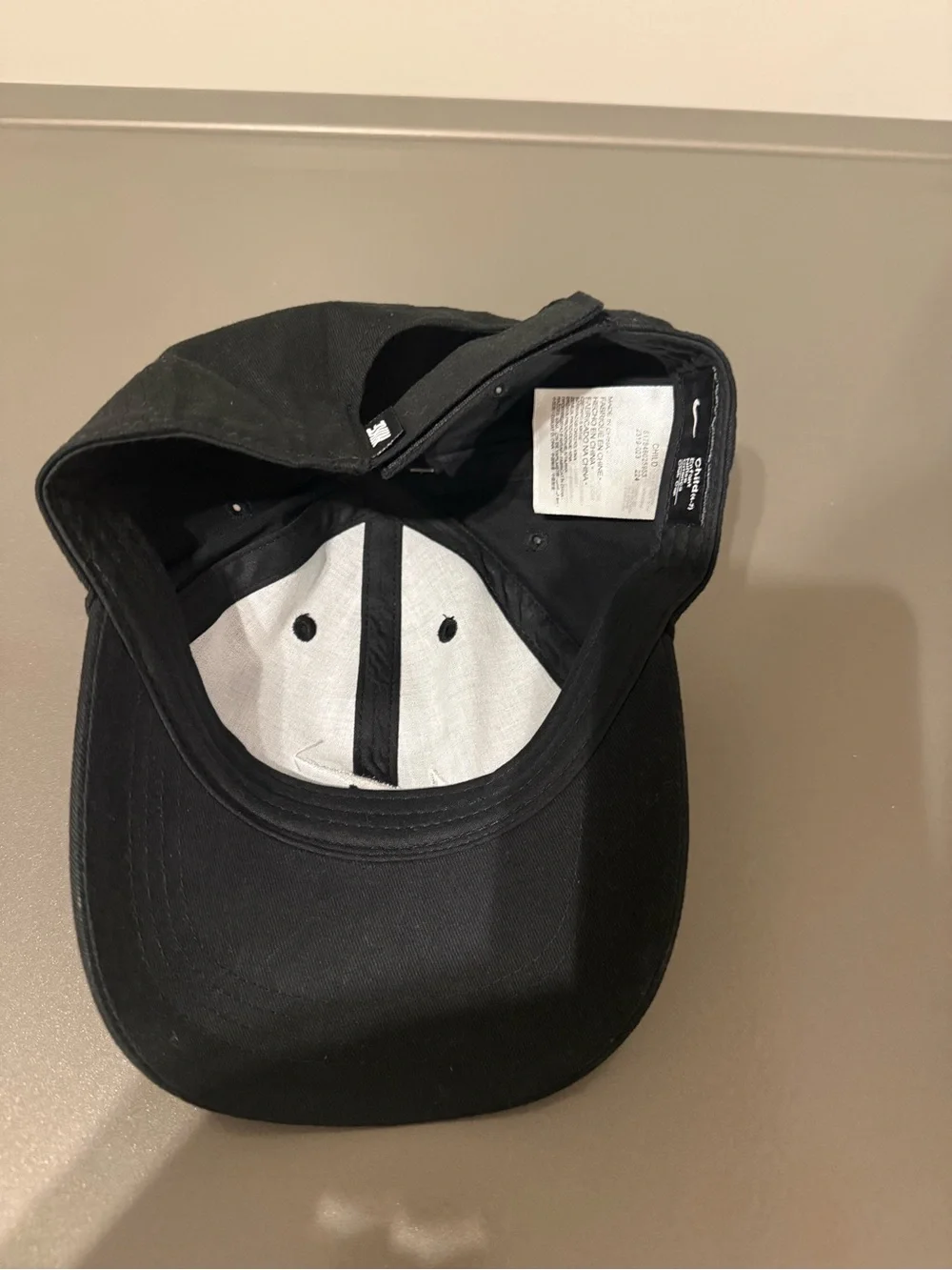 Nike Black Child Club Cap with White Swoosh